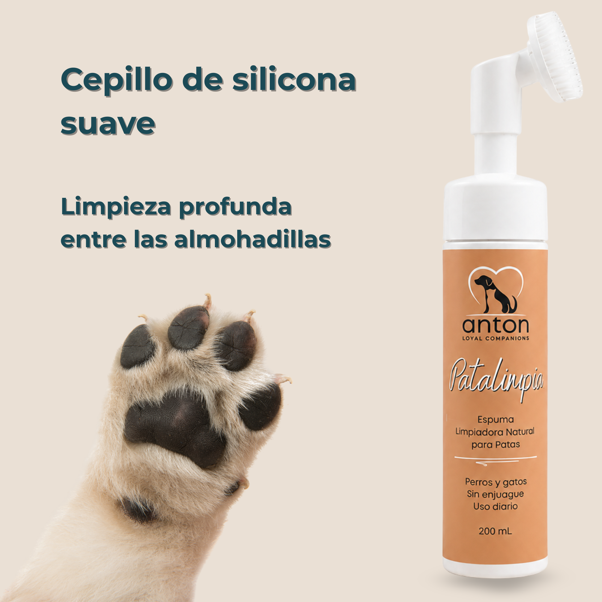 Espuma limpiadora natural para la higiene de las patas de perros y gatos – 200 ml_2