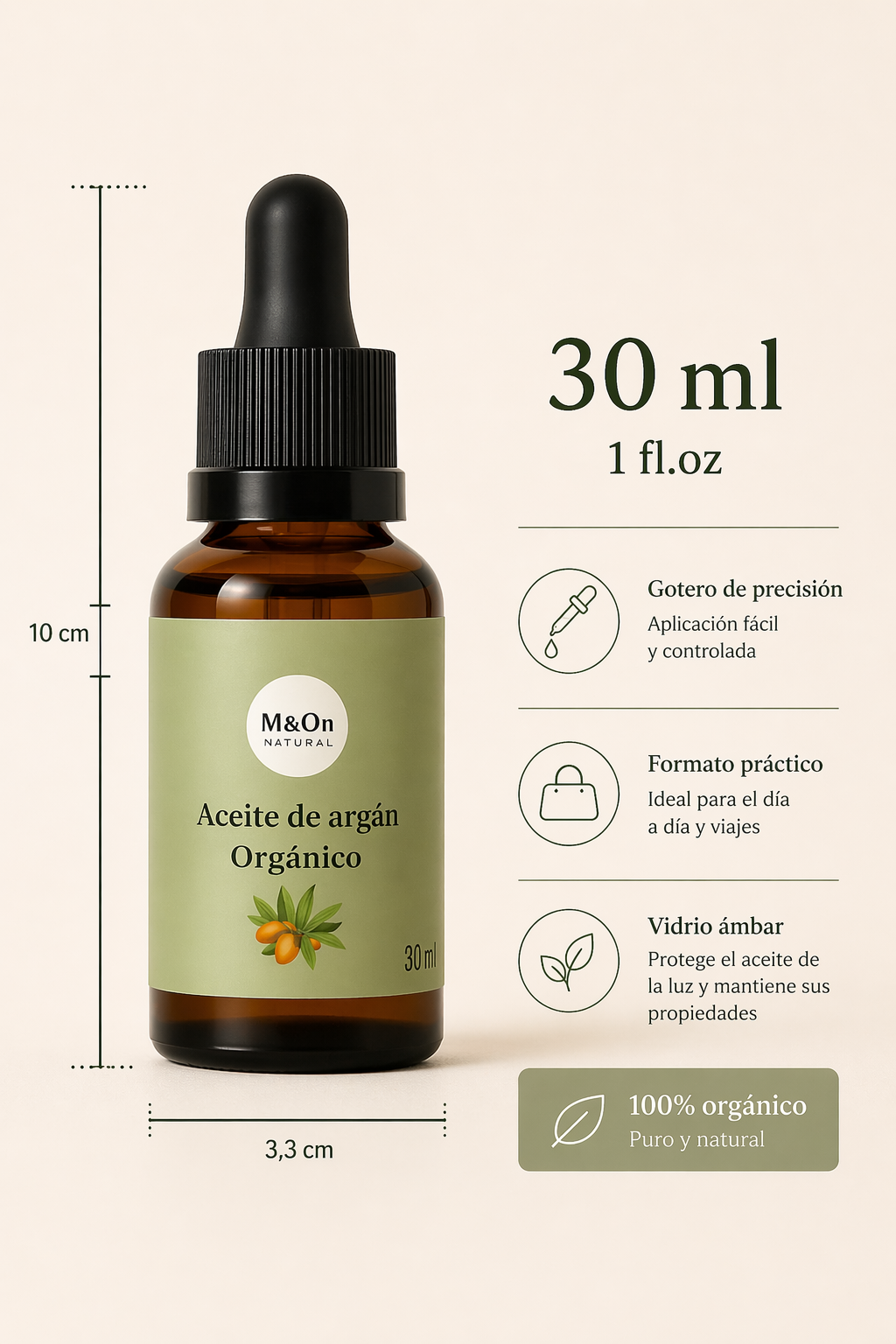 Aceite De Argán Orgánico 30 Ml | Nutrición Facial Y Capilar | M&on Naturals_2