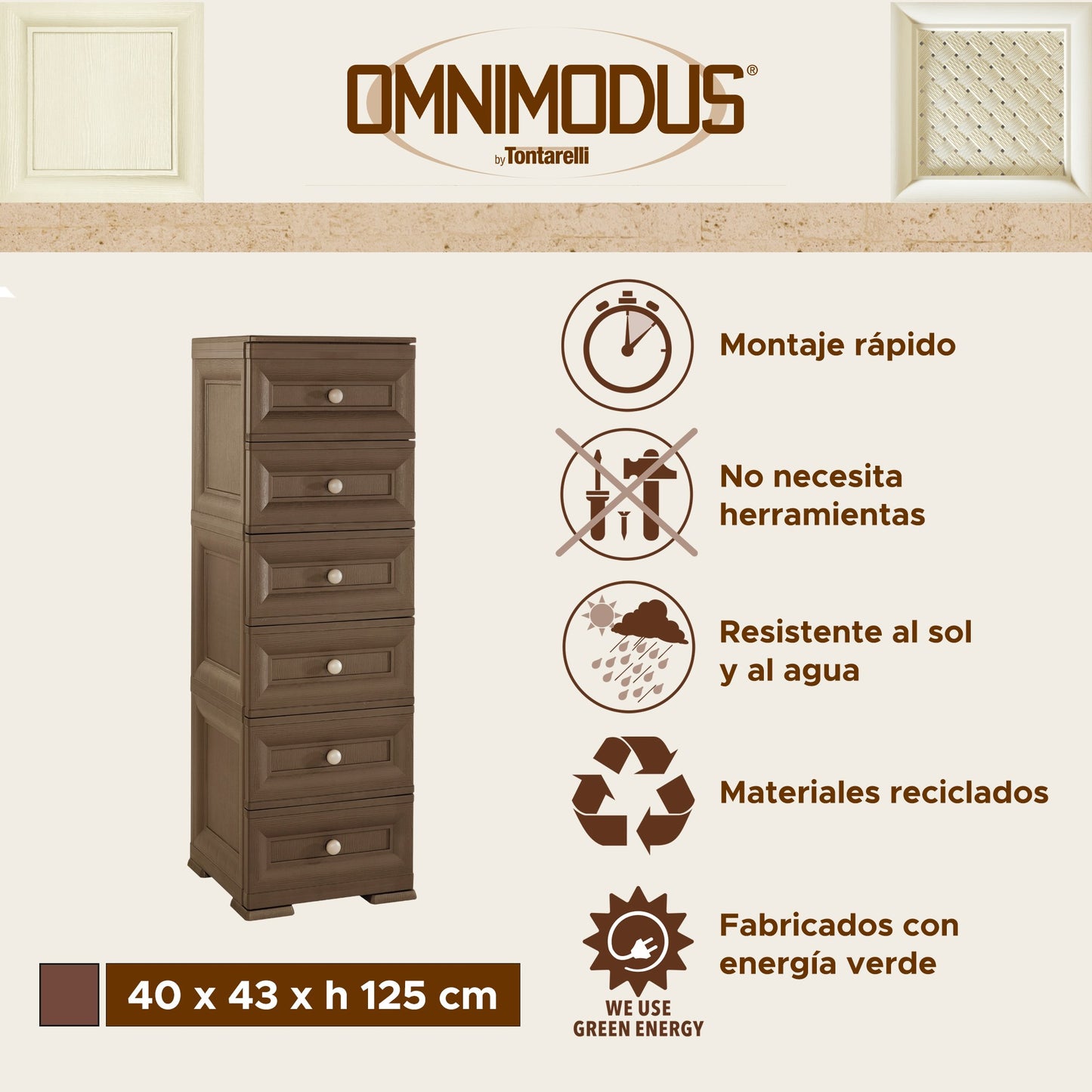 Cajonera Alta 6 Cajones Slim Wengué_1