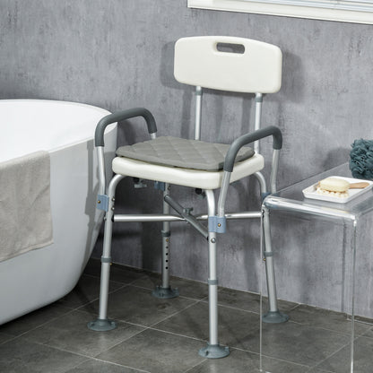 Homcom Silla Ducha Personas Mayores Con Respaldo Y Reposabrazos Gris_1