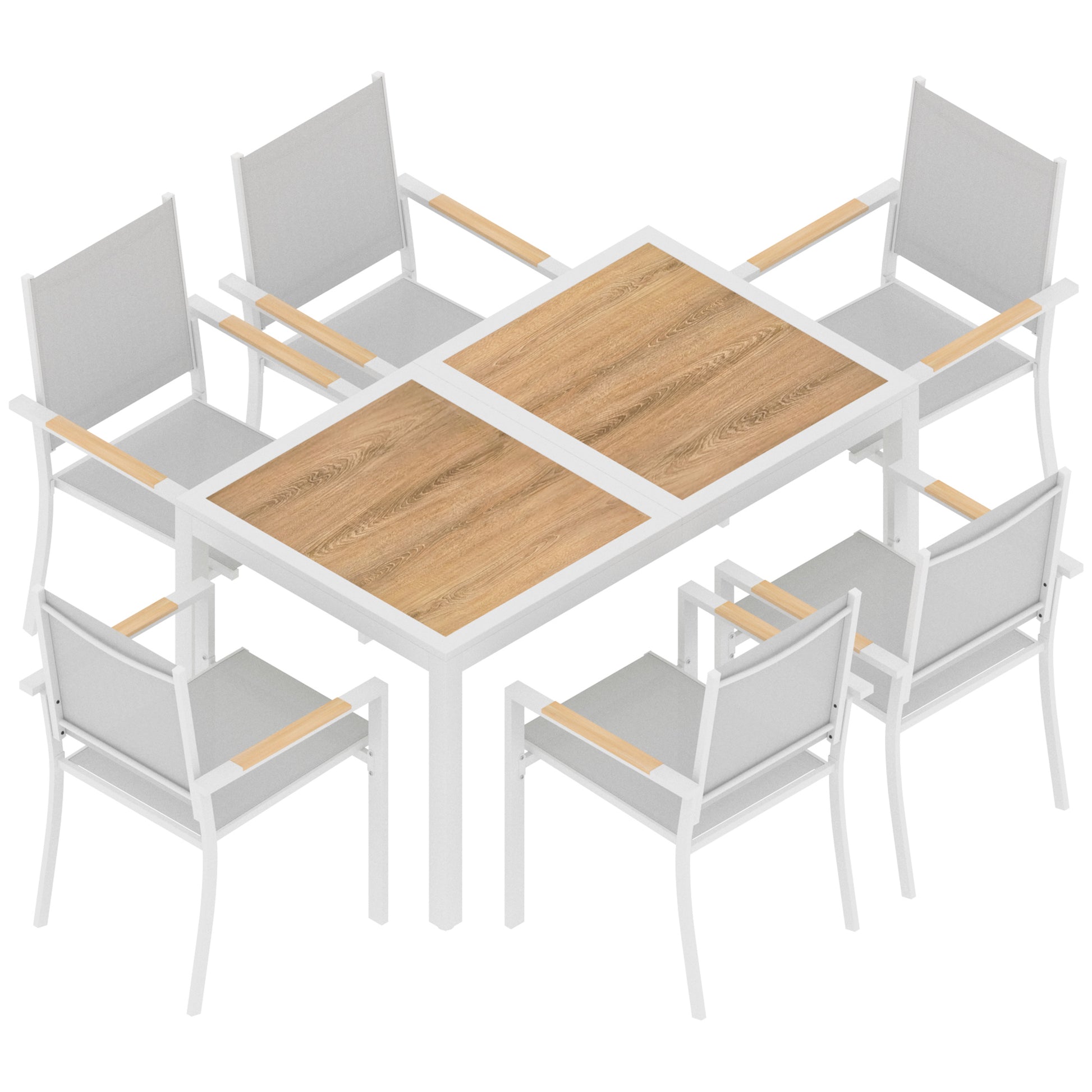 Outsunny Conjunto De Mesa Y Sillas Jardín De 7 Piezas Con Sillas Transpirables_4