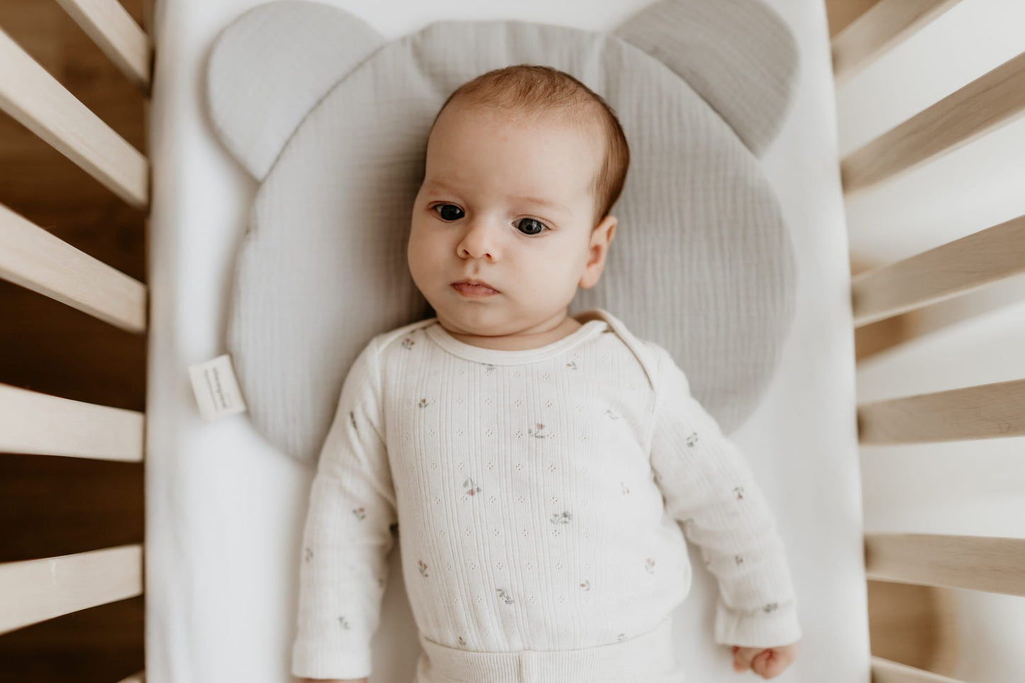 Almohada Plana Osito Para Bebe Muselina Grey