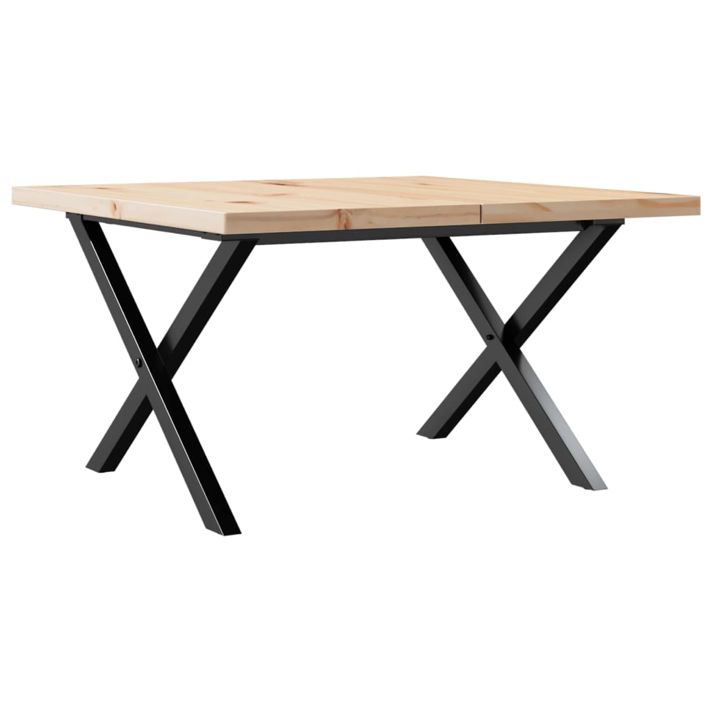 Mesa De Centro Marco X Madera Maciza Pino Y Acero 70x70x40,5 Cm_0