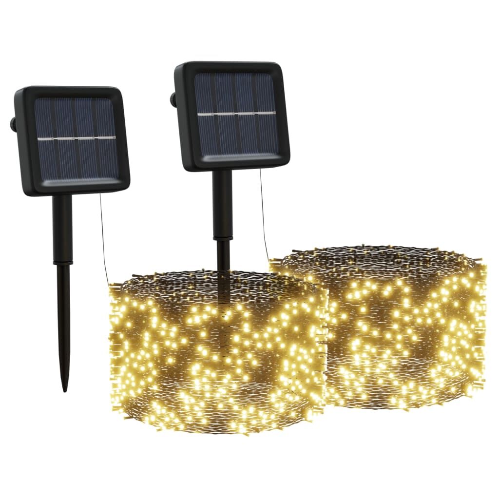 Vidaxl Tiras De Luces Solares Led 2 Uds Blanco Cálido_0