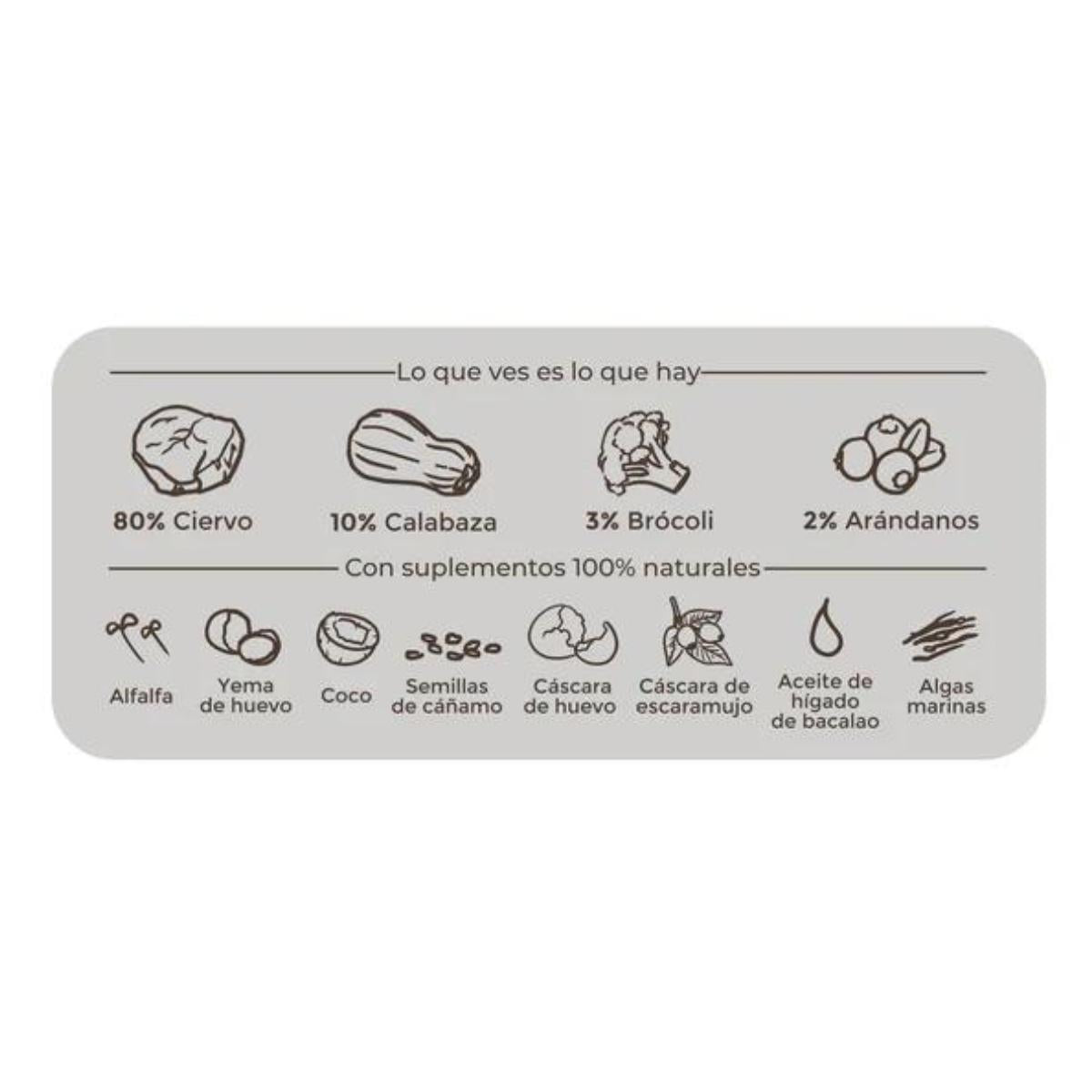 Comida húmeda Barf perros Ambrosía de ciervo Puromenu 400 g