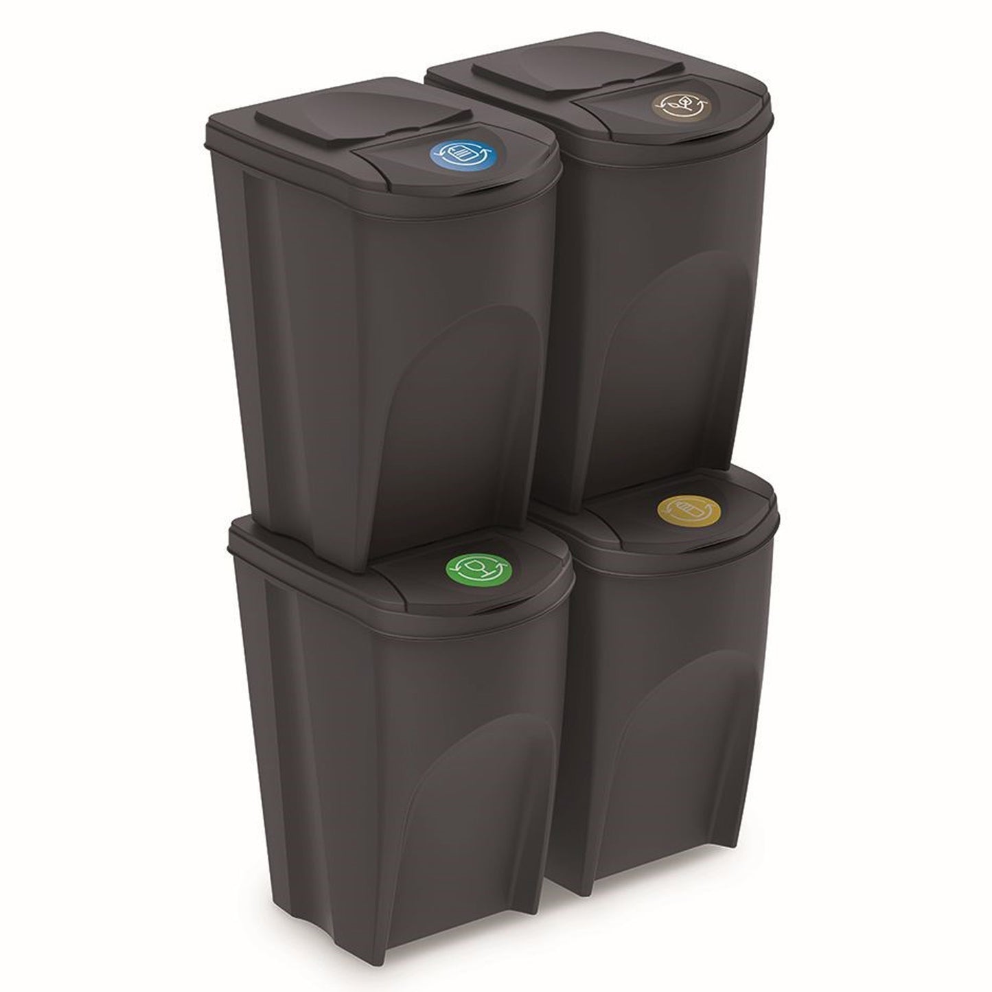 Set De 4 Cubos De Basura Keden Sortibox Papelera Reciclaje, Antracita, Volumen 4x35l_0