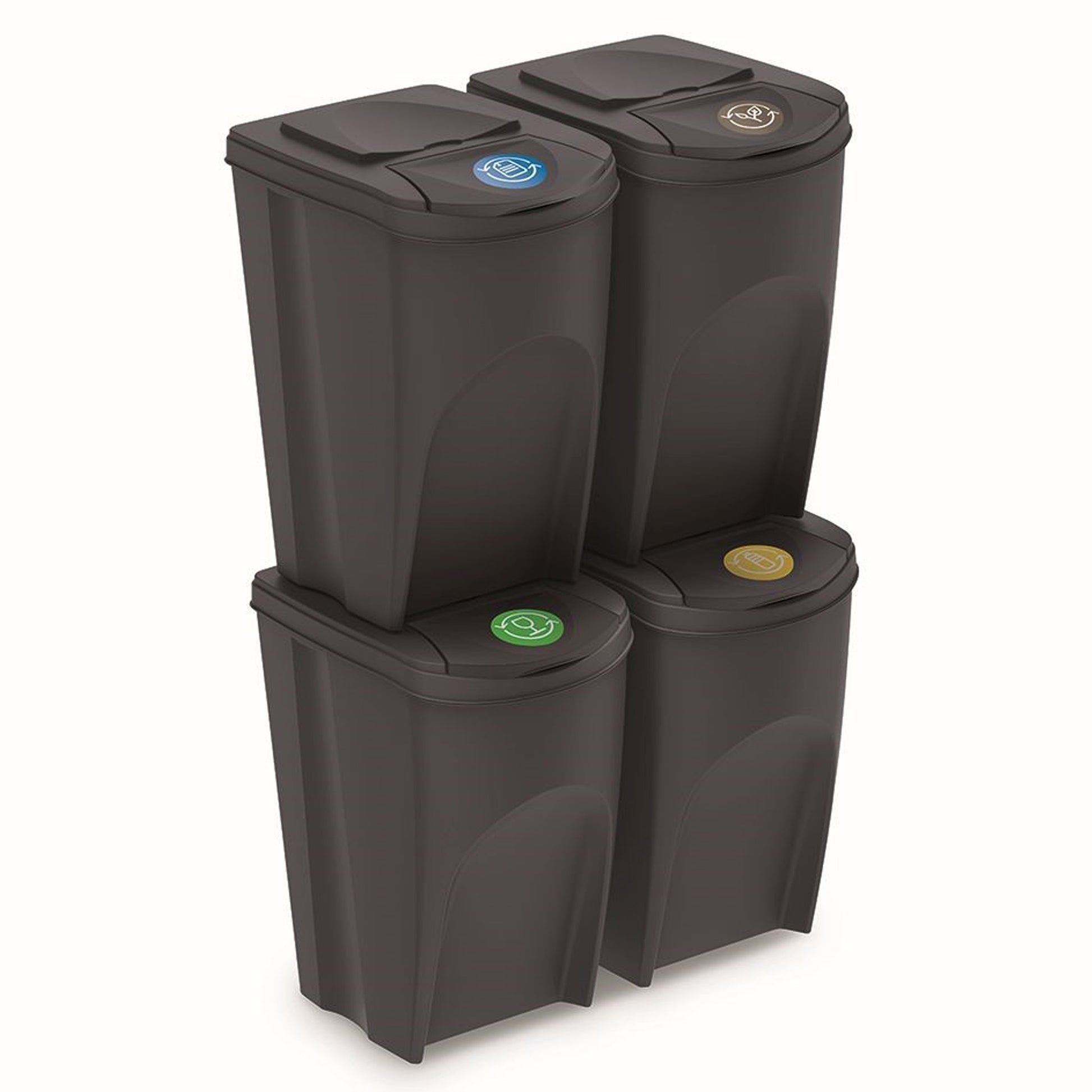 Set De 4 Cubos De Basura Keden Sortibox Papelera Reciclaje, Antracita, Volumen 4x35l_0