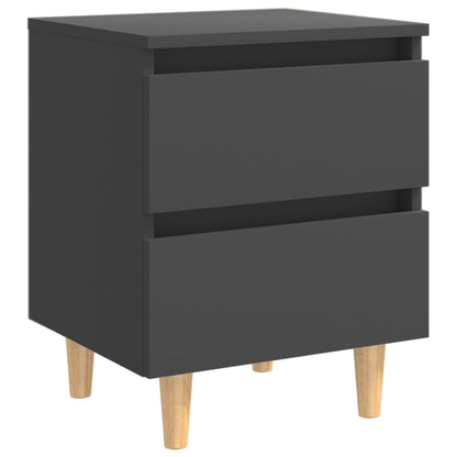 Mesitas De Noche 2 Uds Con Patas Madera Pino Gris 40x35x50 Cm_1