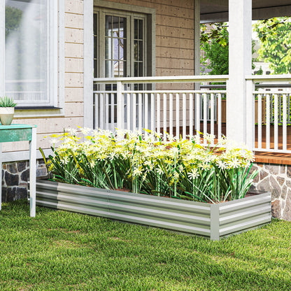 Outsunny Jardinera Exterior Grande De Acero Galvanizado Con Base Abierta Plata_3