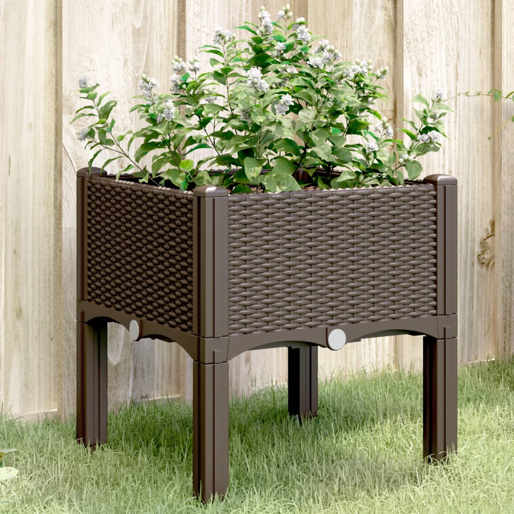 Jardinera Con Patas Pp Marrón 40x40x42 Cm_1