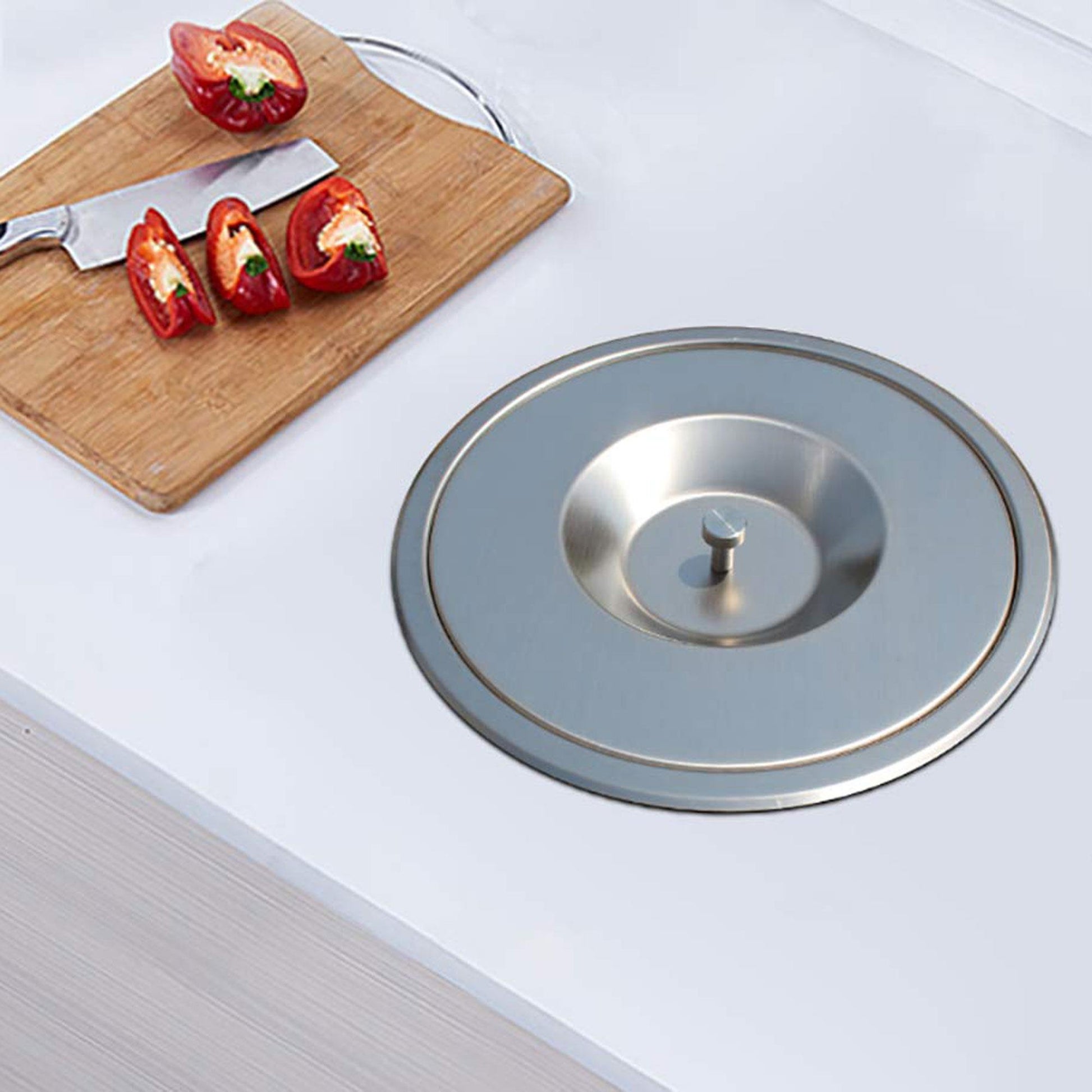 Cubo Integrable En Encimera 8l Tapa Acero Inox Negro