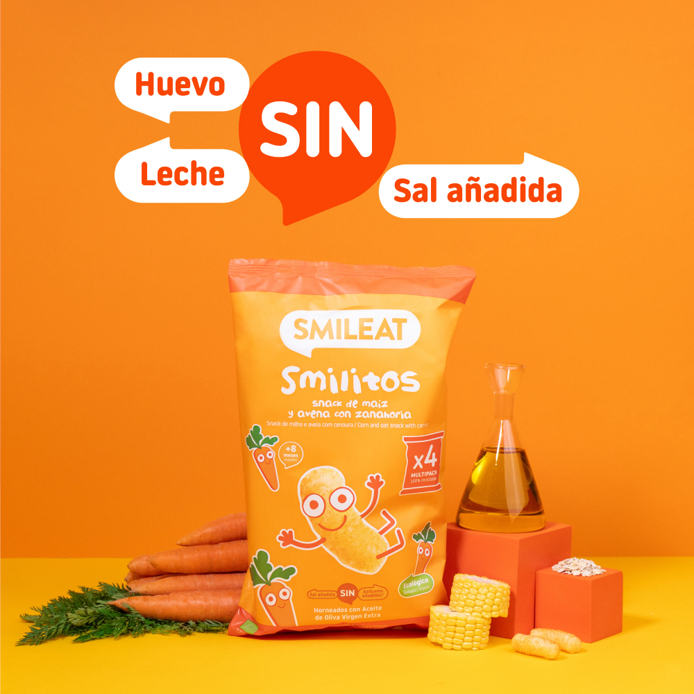 Smilito Maíz, Avena y Zanahoria Multipack ECO Smileat 4 bolsitas de 12g.