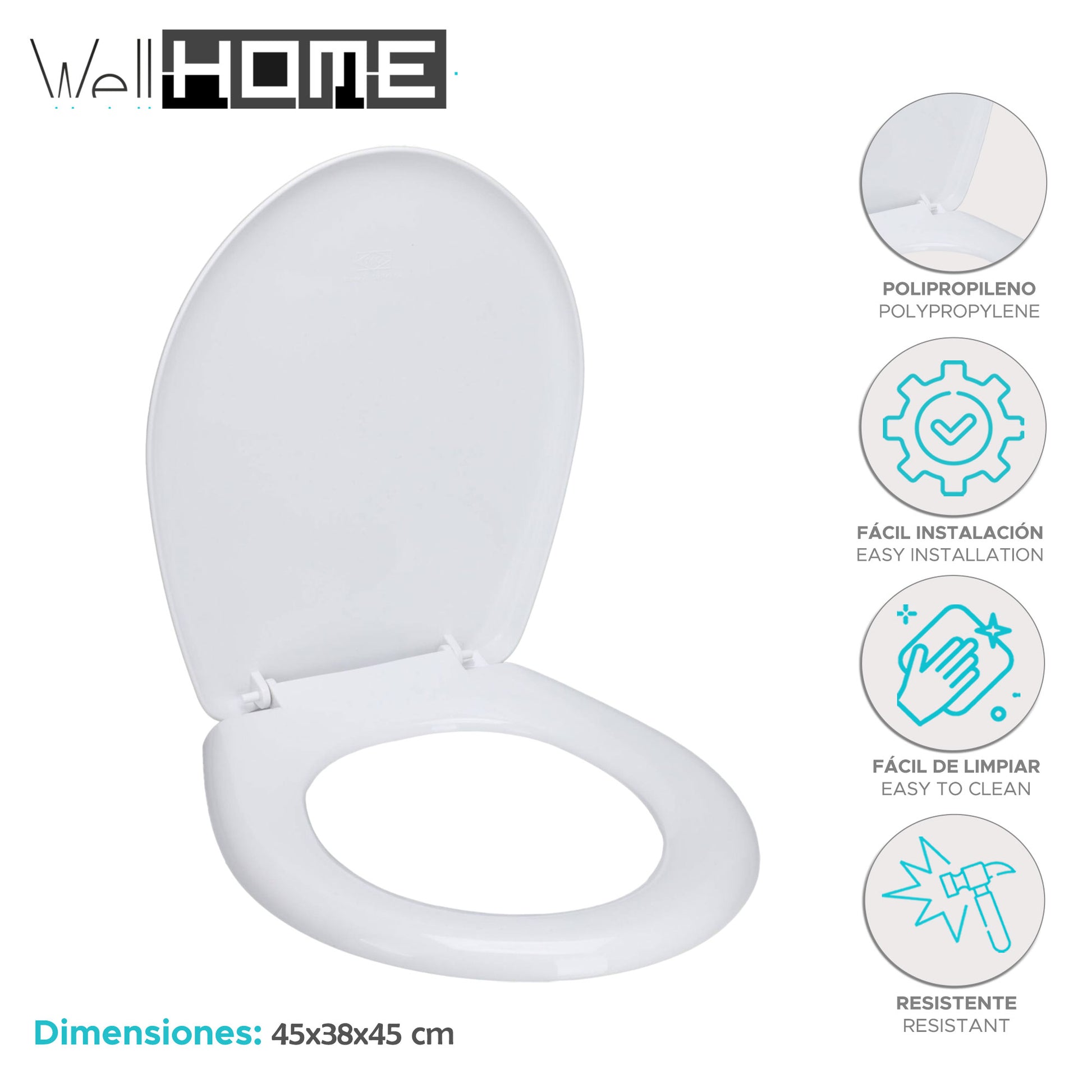 Well Home Asiento Para Wc Color Blanco 45x38x45cm