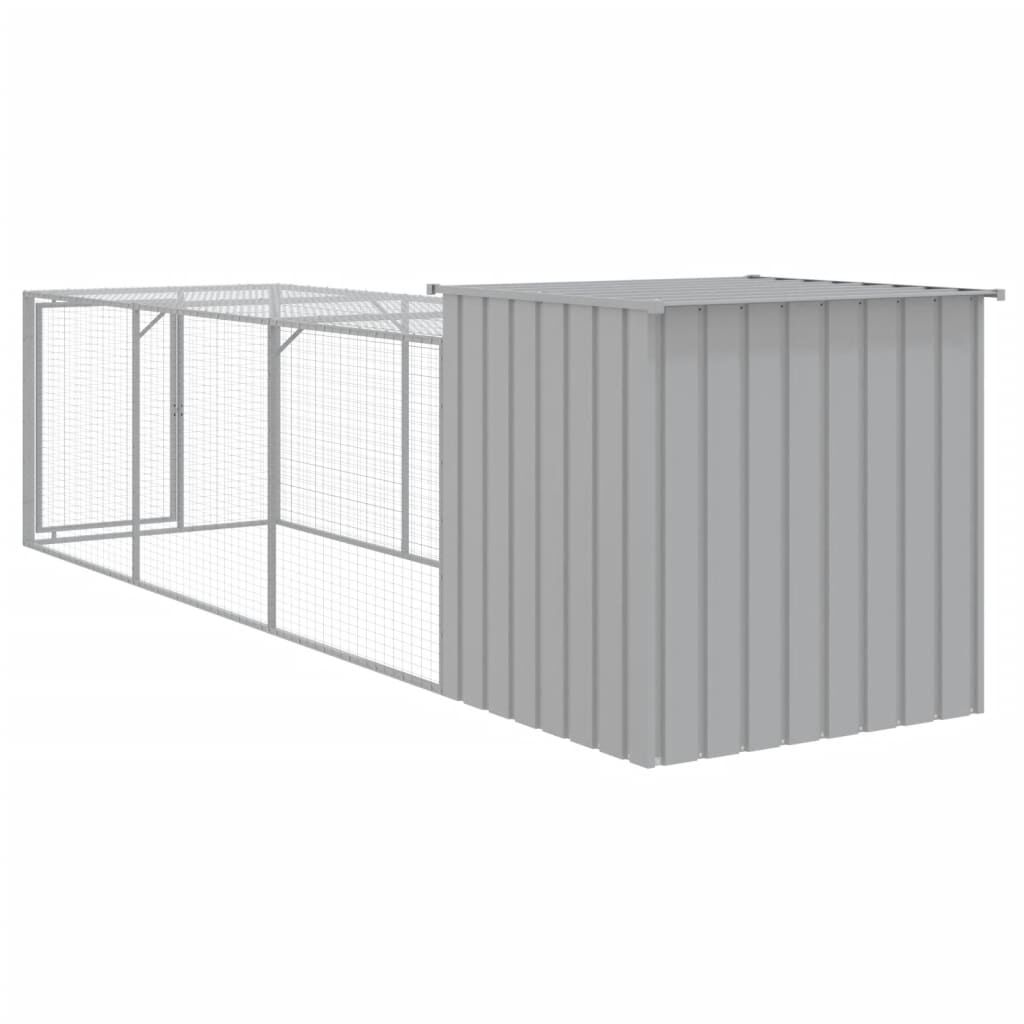 Vidaxl Gallinero Con Corral Acero Galvanizado Gris Claro 110x405x110cm_4
