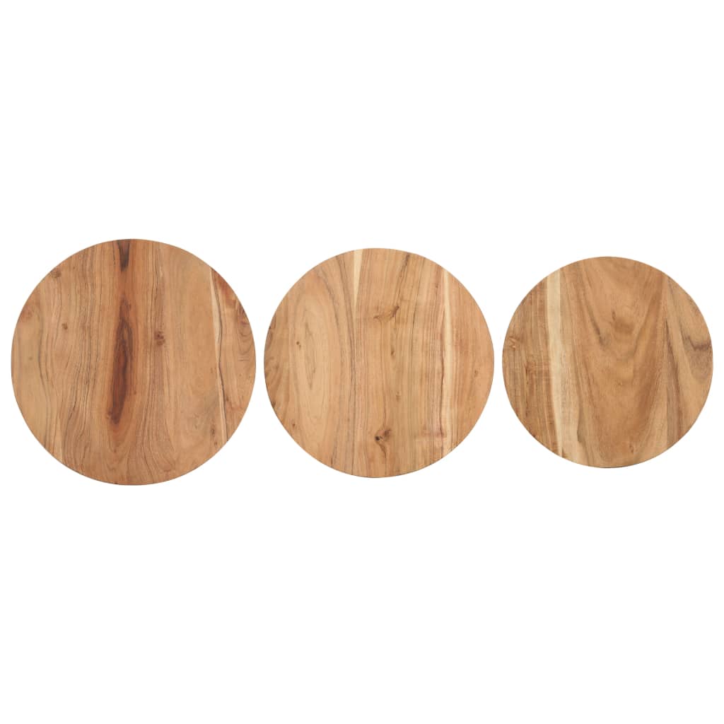 Mesitas Auxiliares 3 Piezas Madera Maciza De Acacia_3