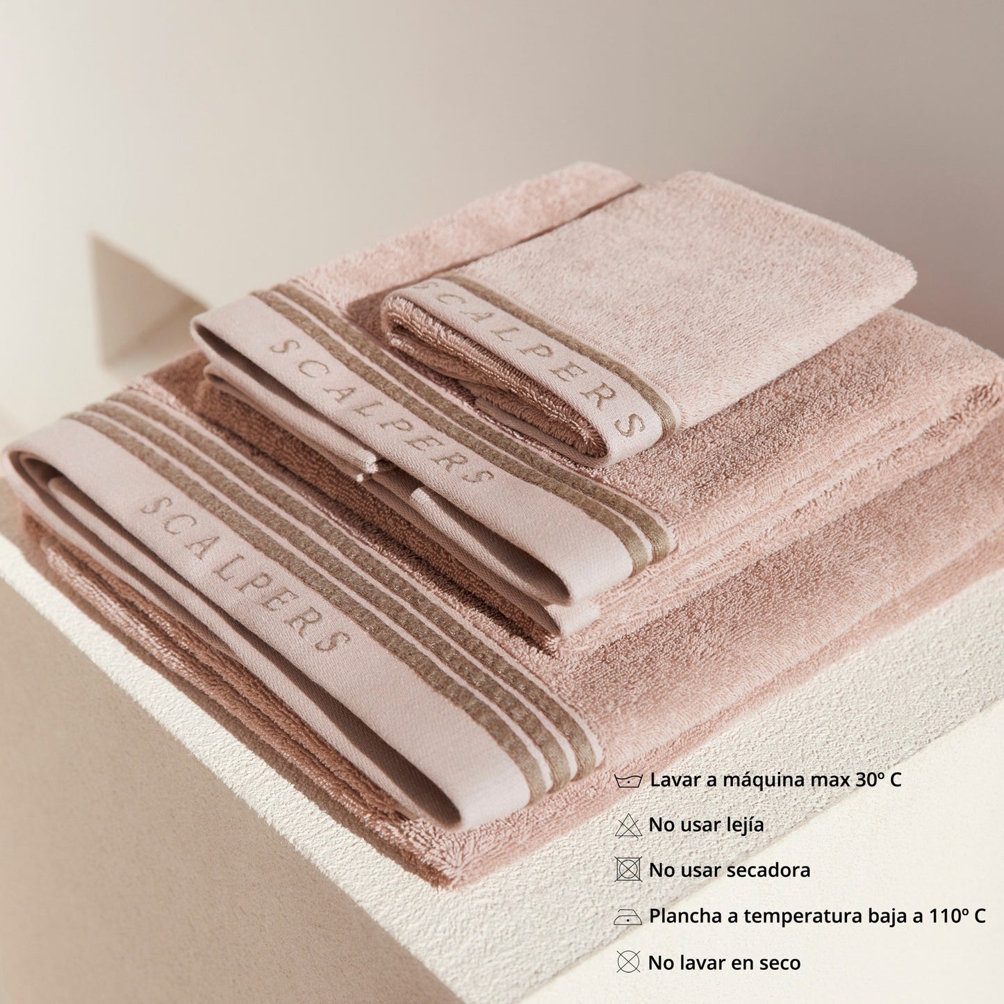 Toalla De Tocador 30x50cm En Algodón Beige Con Rayas Scalpers Home_3
