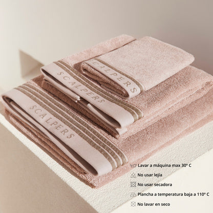 Toalla De Tocador 30x50cm En Algodón Beige Con Rayas Scalpers Home_3