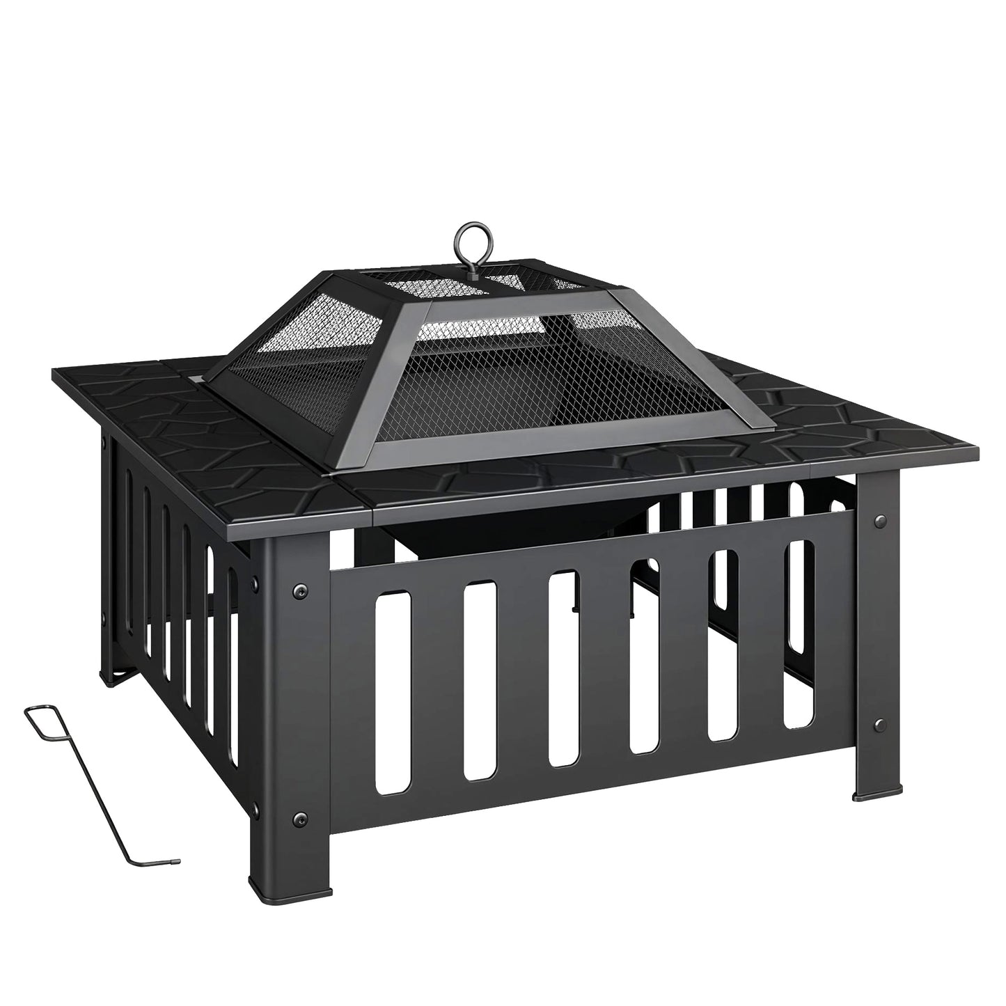Outsunny Brasero Exterior De Acero Cuadrado Con Atizador 67x67x47 Cm Negro_0