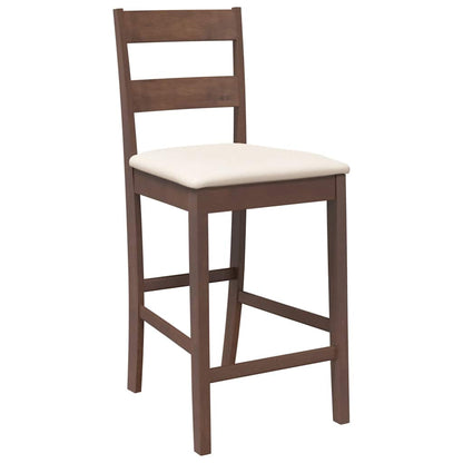 Taburetes De Bar Con Cojines 2 Uds Madera Maciza Marrón Caucho_2