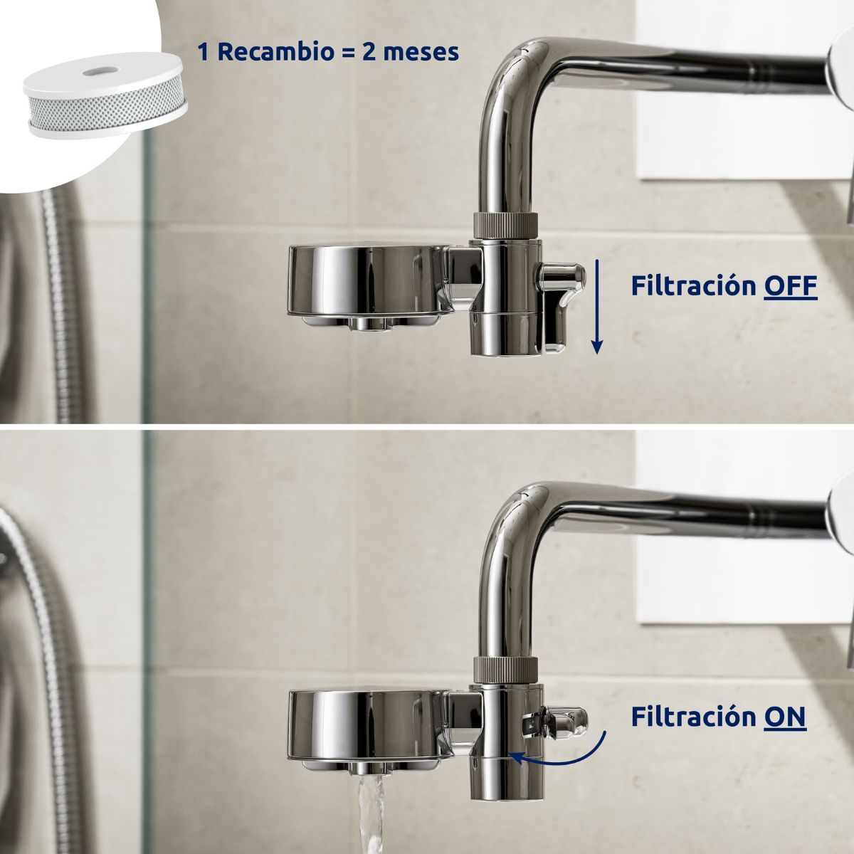 Filtro de agua para grifo EcoPro Chrome Compact Tappwater