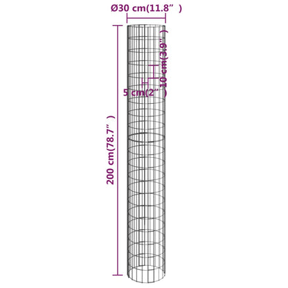 Poste Circular De Gaviones Acero Galvanizado Ø30x200 Cm / Vetonek_1