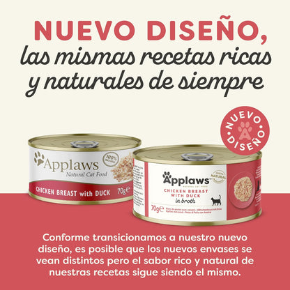 Applaws Cat Lata Pollo y pato 70 g Comida húmeda para gatos natural grain free