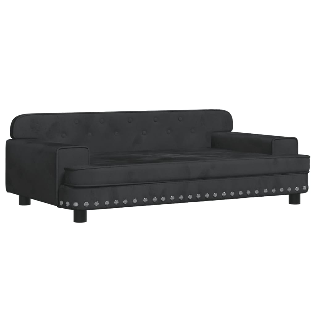 Cama Para Perros De Terciopelo Negro 90x53x30 Cm / Vetonek_0