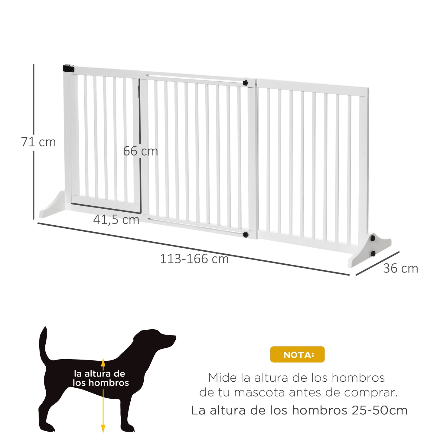 Pawhut Barrera De Seguridad Para Perros Extensible 113-166x36x71 Cm Blanco_2
