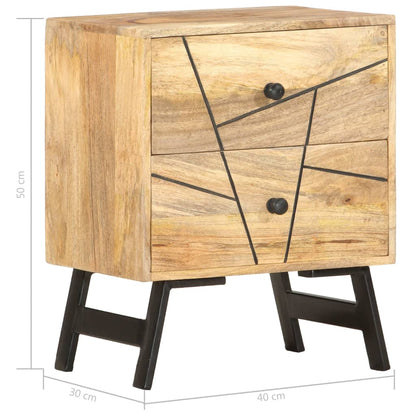 Mesita De Noche De Madera Maciza De Mango 40x30x50 Cm_4