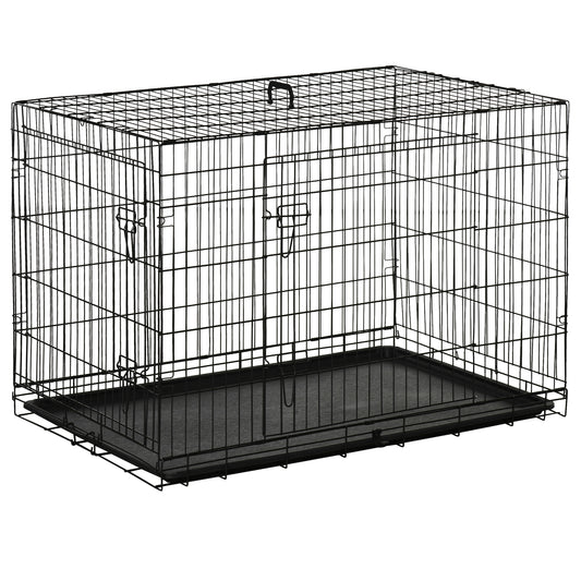 Pawhut Transportín Jaula De Transporte De Metal Para Perro 106x71,5x76 Cm Negro_0