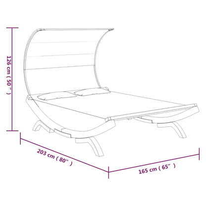 Vidaxl Tumbona Con Dosel Madera Maciza Curvada Crema 165x203x126 Cm_5