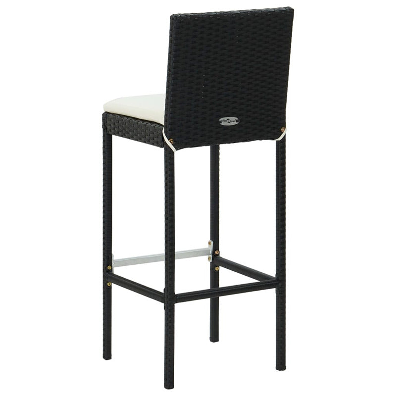 Vidaxl Taburetes Altos De Jardín Cojines 4 Uds Ratán Sintético Negro_5