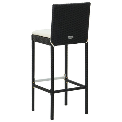 Vidaxl Taburetes Altos De Jardín Cojines 4 Uds Ratán Sintético Negro_5