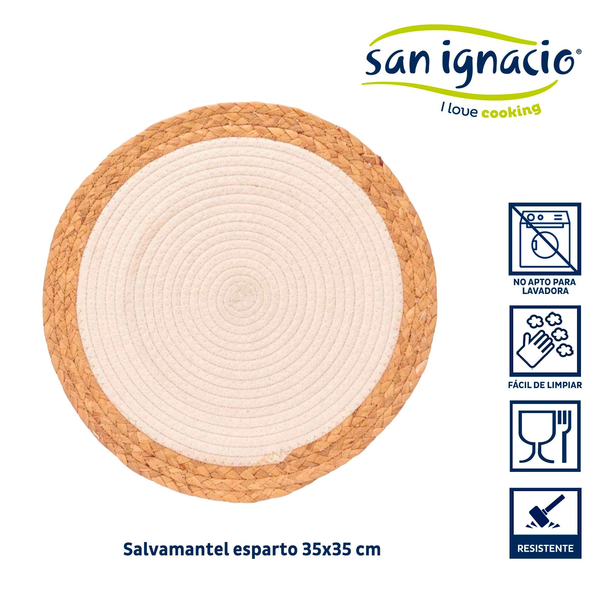 Salvamantel Esparto Espiral Tela Blanco  Colección Kinvara