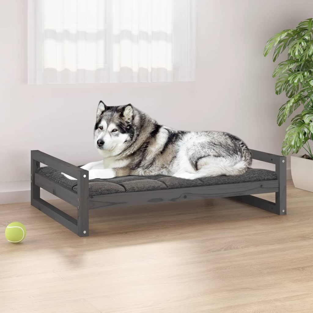 Vidaxl Cama Para Perros Madera Maciza De Pino Gris 105,5x75,5x28 Cm_1