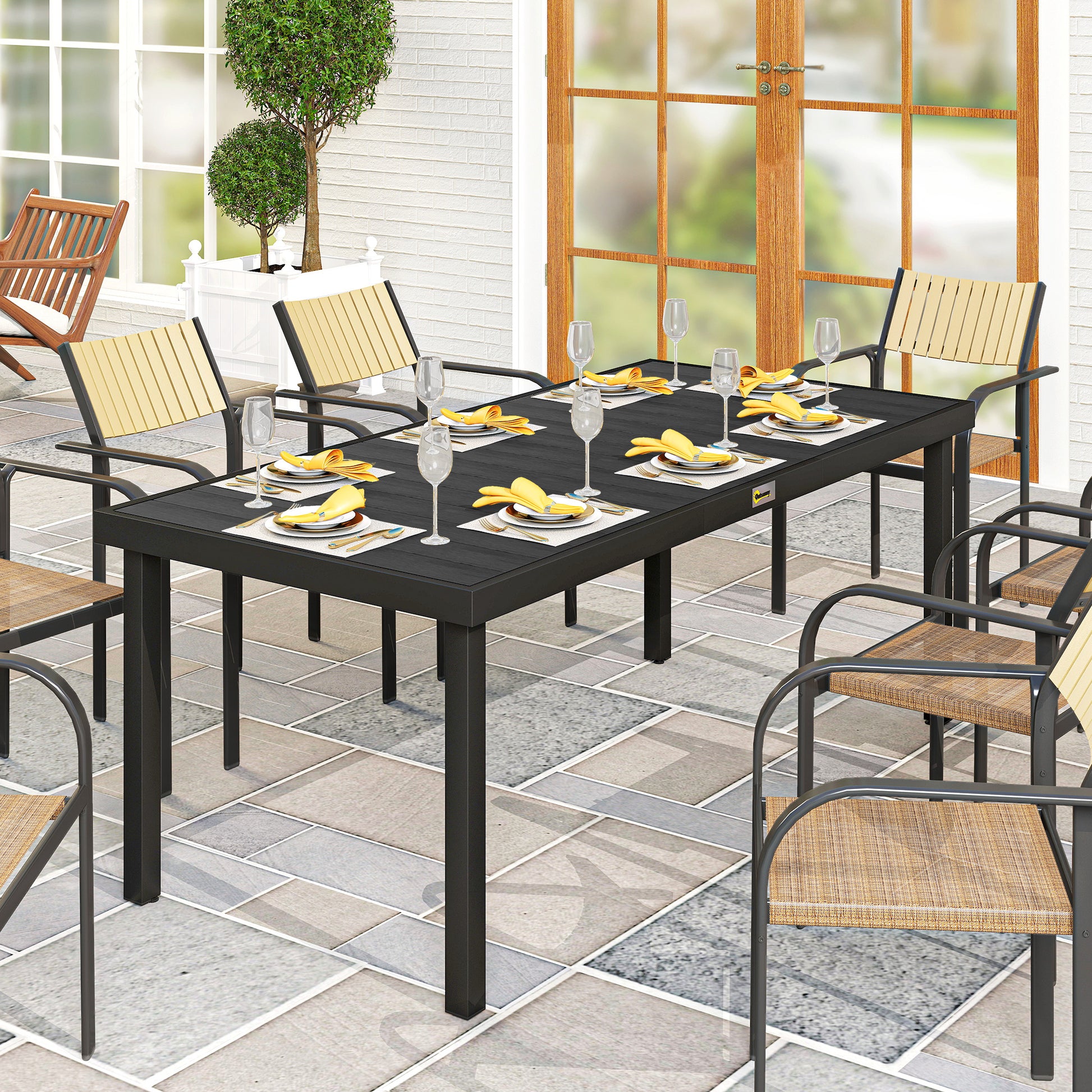 Outsunny Mesa De Jardín Mesa De Comedor De Aluminio Para 8 Personas 190x90x74 Cm_1
