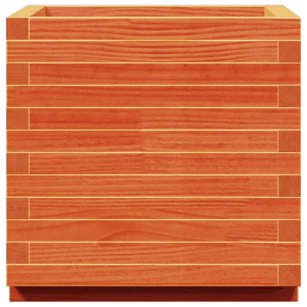 Jardinera Madera Maciza De Pino Marrón Cera 50x50x49,5 Cm_5
