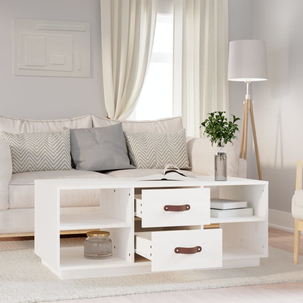 Mesa De Centro De Madera Maciza De Pino Blanco 100x50x41 Cm_1