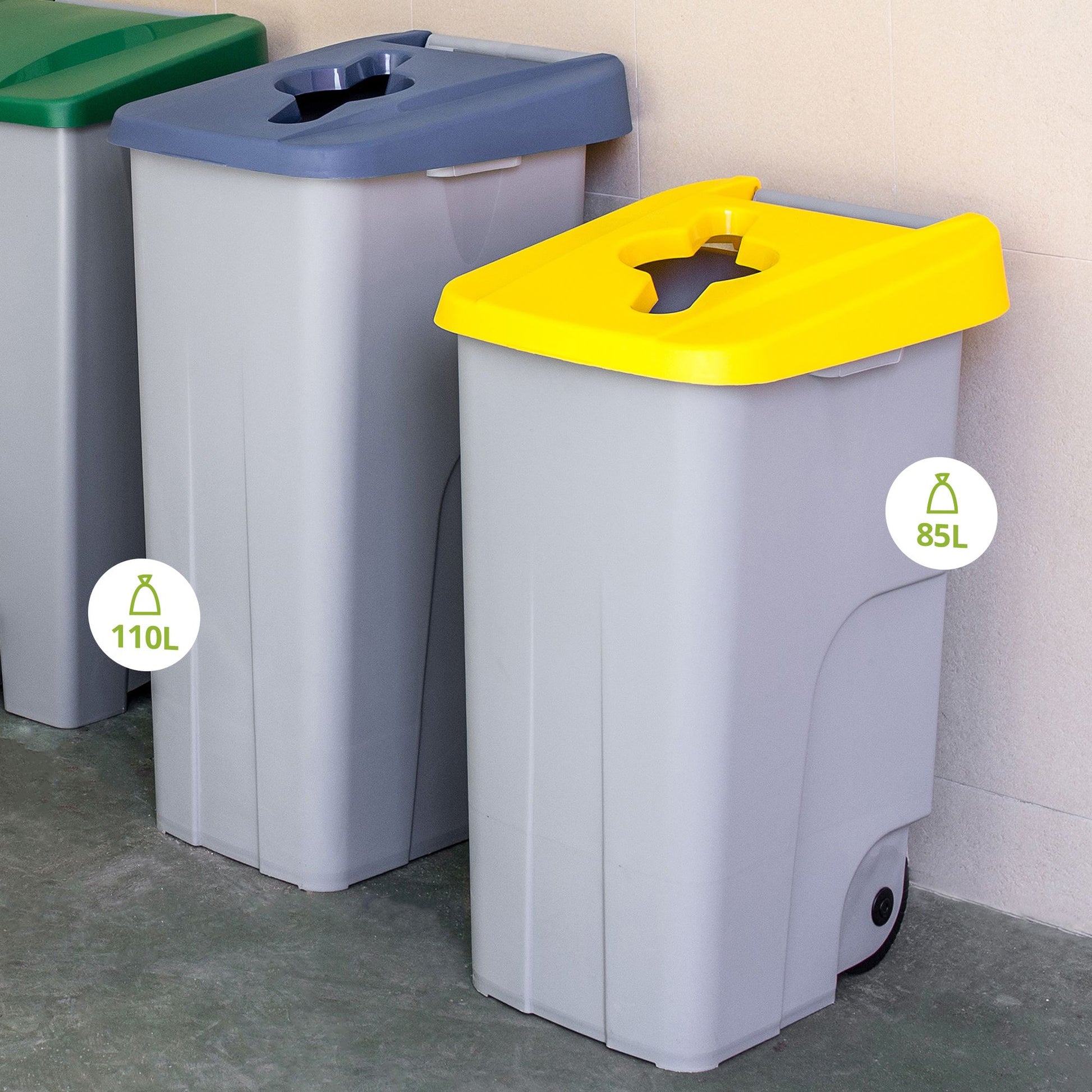 Contenedor Reciclo 110 Litros Abierto + 3x Bolsas De Basura De 10 Unidades_2