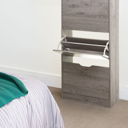 Wellhome Almacenamiento Zapatos 3 Cajones Madera Gris