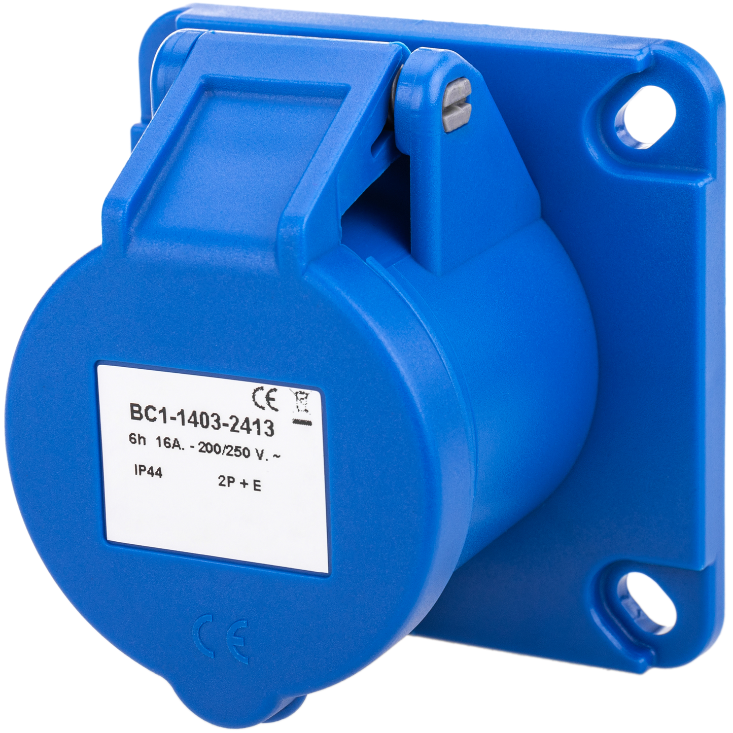 Base De Enchufe Industrial Cetac Hembra 2p+t 16a 250v Ip44 Para Empotrar_1