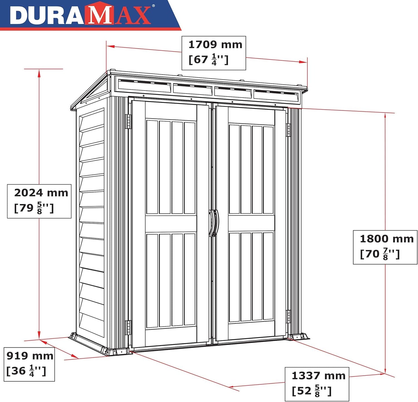 Duramax - Caseta Jardín - Yardmate Pent Plus 5x3 - Pvc - Gris Claro Y Oscuro_2