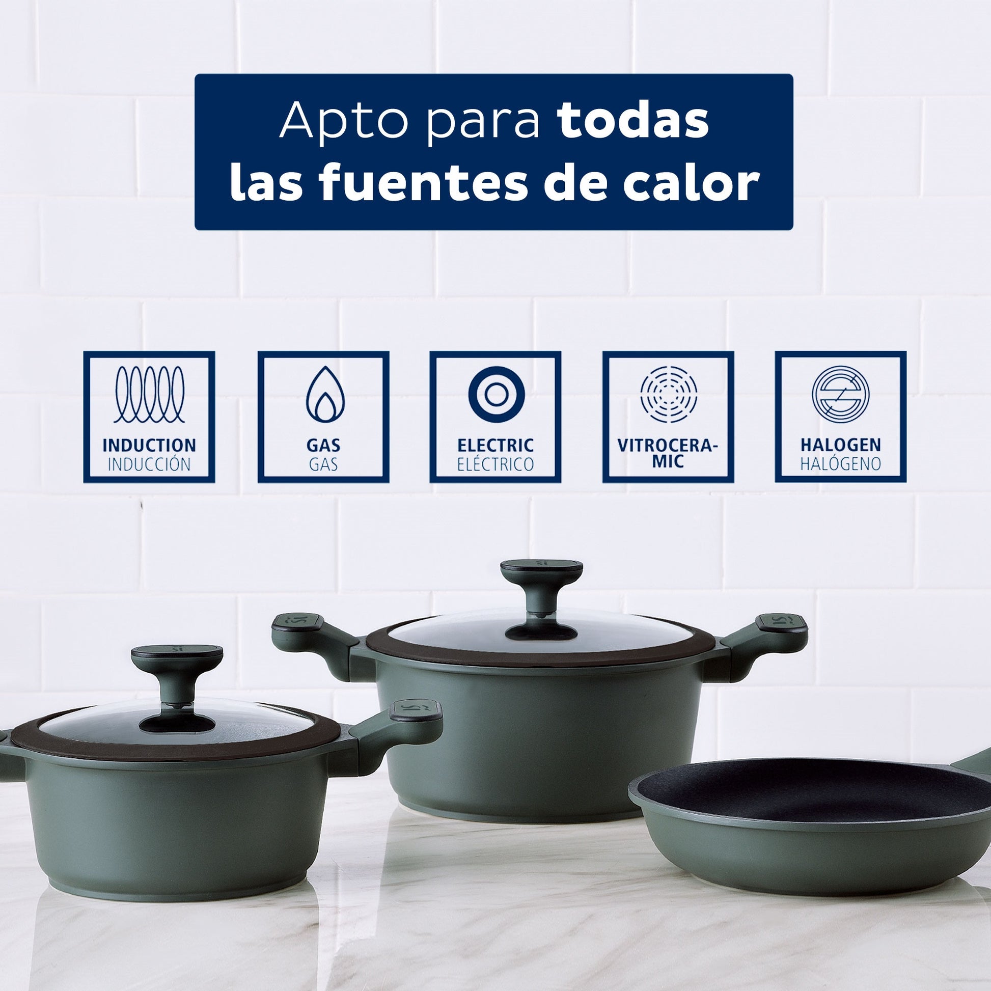 Set 5pcs Bateria De Cocina Aluminio Fundido Ind_2
