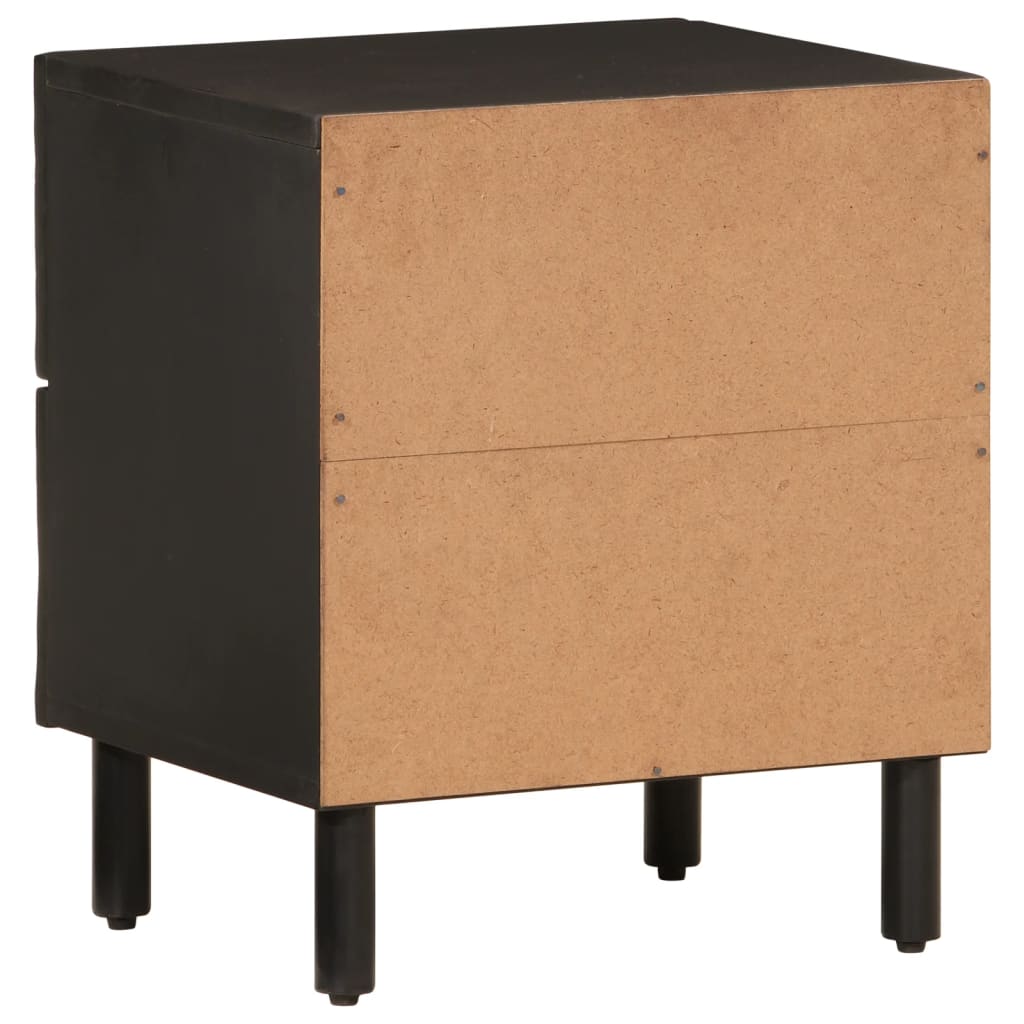 Mesita De Noche De Madera Maciza De Mango Negra 40x33x46 Cm_3