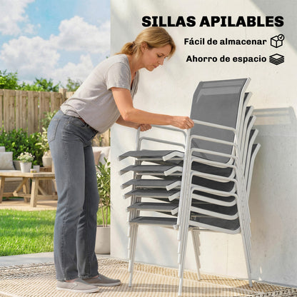 Outsunny Conjunto De Mesa Y Sillas Jardín De 7 Piezas_3
