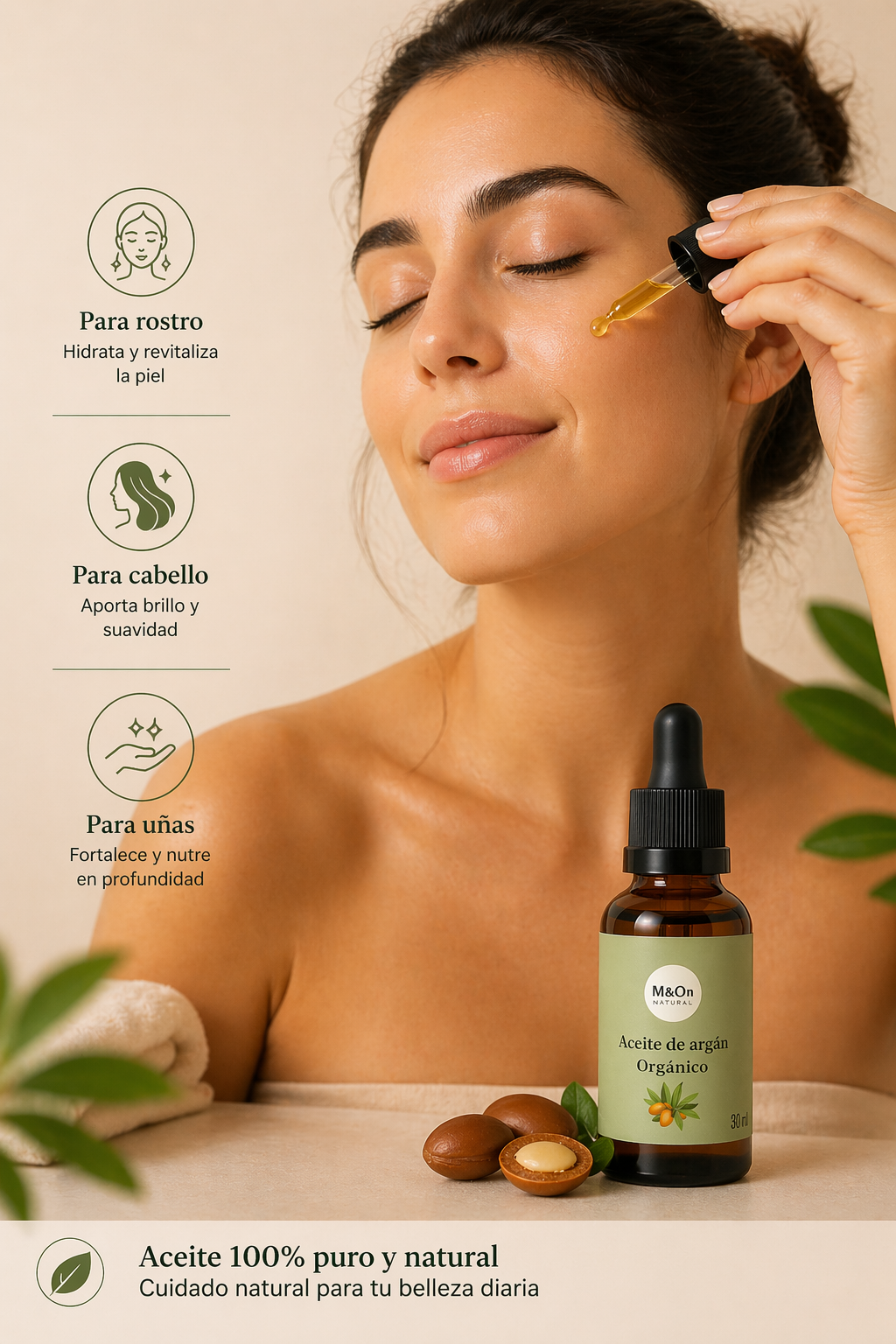 Aceite De Argán Orgánico 30 Ml | Nutrición Facial Y Capilar | M&on Naturals_3