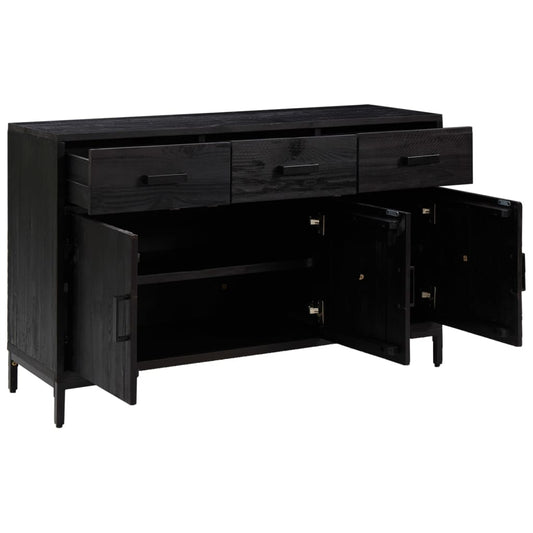 Aparador De Madera Maciza De Pino Negro 110x35x70 Cm / Vetonek_0