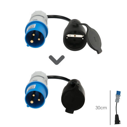 Adaptador De Clavija Cee A Schuko, 2 Polos + Tierra. Max. 16a. 230v