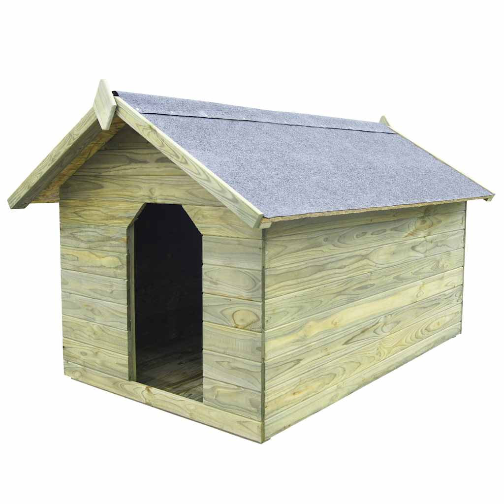 Vidaxl Casa De Perros De Jardín Tejado Abierto Madera Pino Impregnada_0