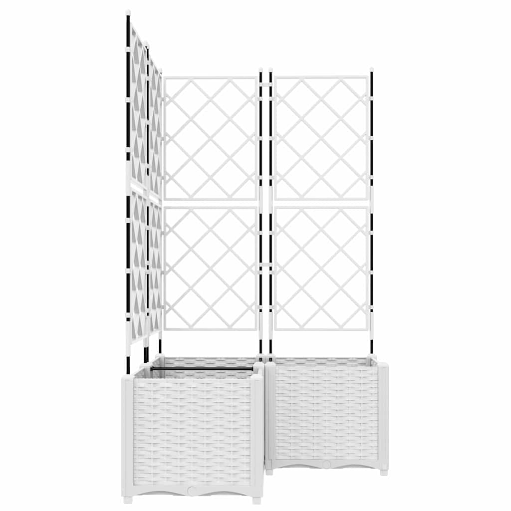 Vidaxl Maceta De Jardín Con Enrejado 3 Pcs Blanco 80 X 80 X 143 Cm Pp_3